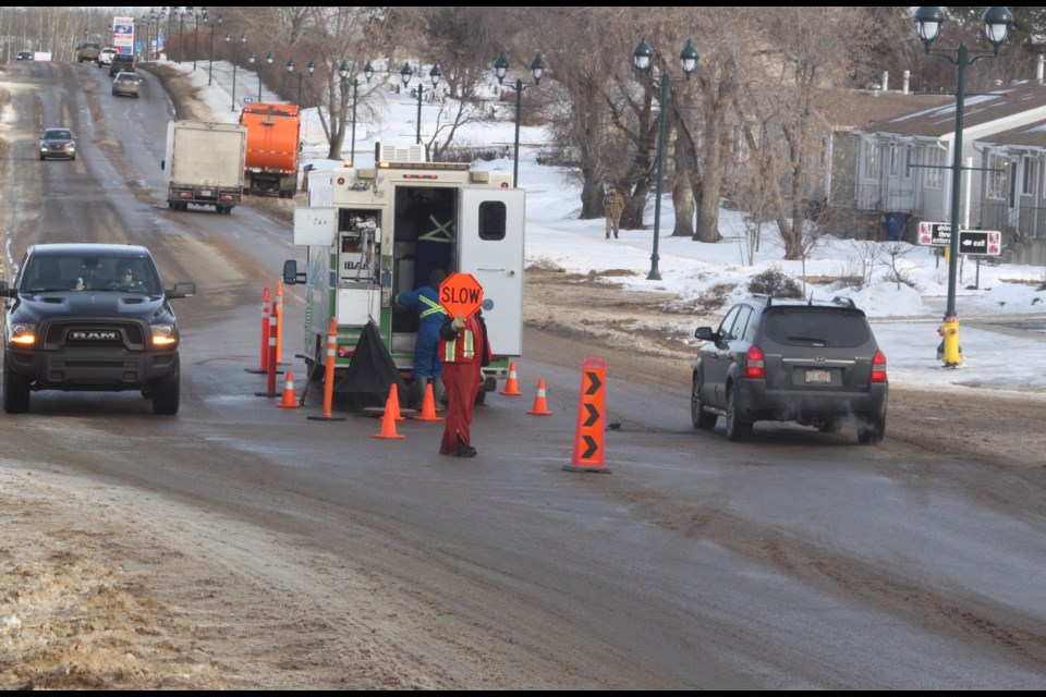 Traffic is directed through the intersection. Chris McGarry photo. 