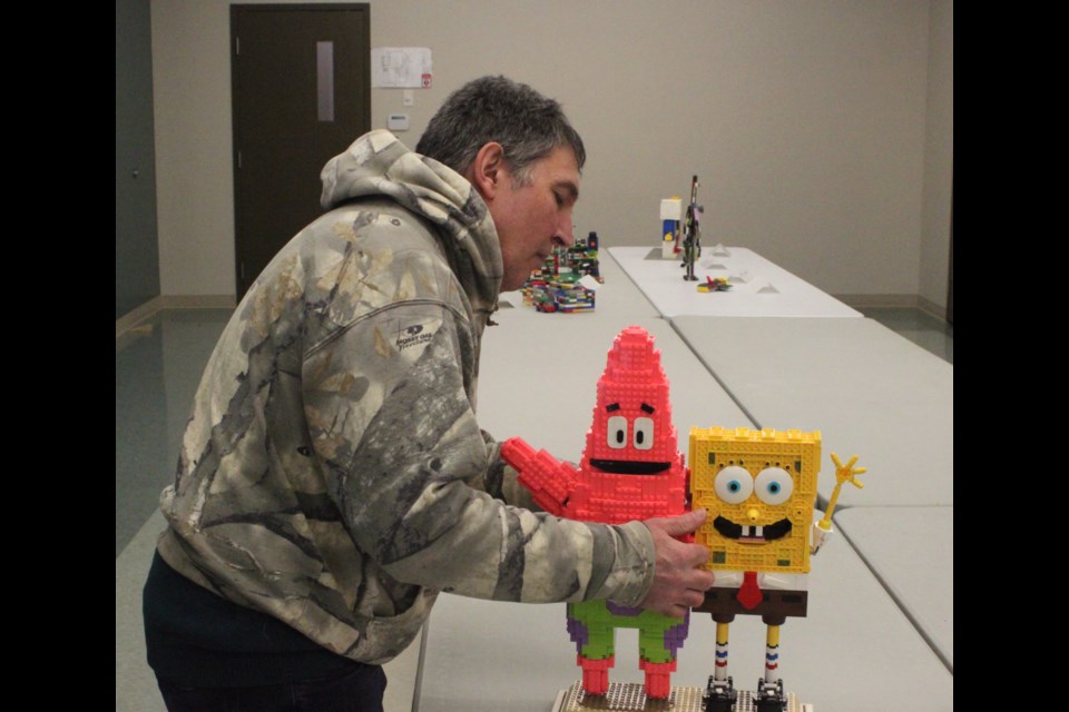 Mark Batchuk, who has been entering creations into the LEGO competition for the past number of years, built Patrick and SpongeBob from the popular SpongeBob SquarePants series for the 2025 event, which took place on Saturday, Feb. 1 at the Stuart MacPherson Library in Lac La Biche. Chris McGarry photo. 