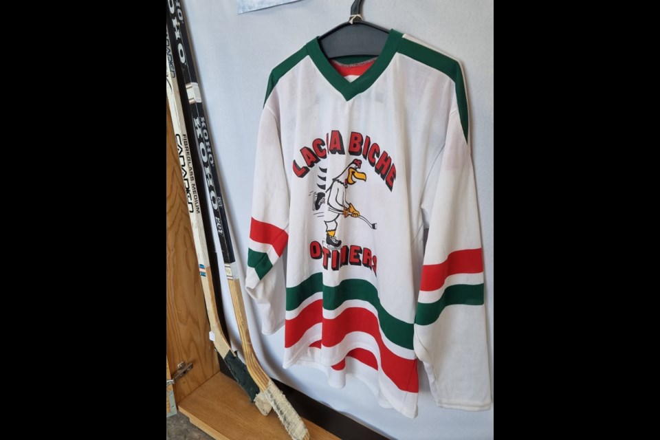 A historic hockey jersey on display in the Winter Activities exhibit at the Lac La Biche Regional Museum. Artemii Plekhanov photo. 