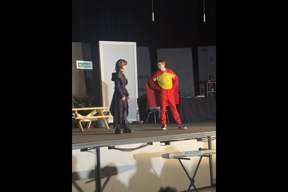 Aubrey Evanson (Dr. Expirimentor), Easton Elliott (Extremo) Cold Lake Junior High students were two of the main characters in the production of Dr. Experimentor’s League of Evil.