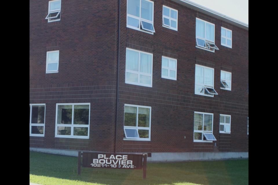 Place Bouvier, one of the self-contained seniors apartments run by The Greater North Foundation in the Lac La Biche area. The building was built many years ago, and does not have air conditioning in the units or common areas. Chris McGarry photo. 