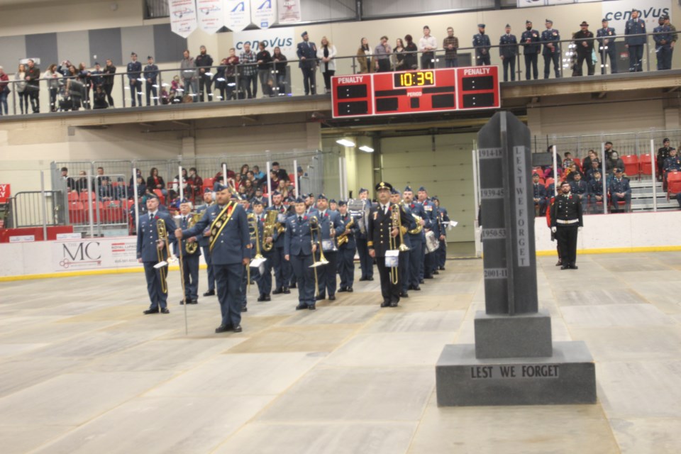 A march started off the event in front of the cenotaph around the arena. 