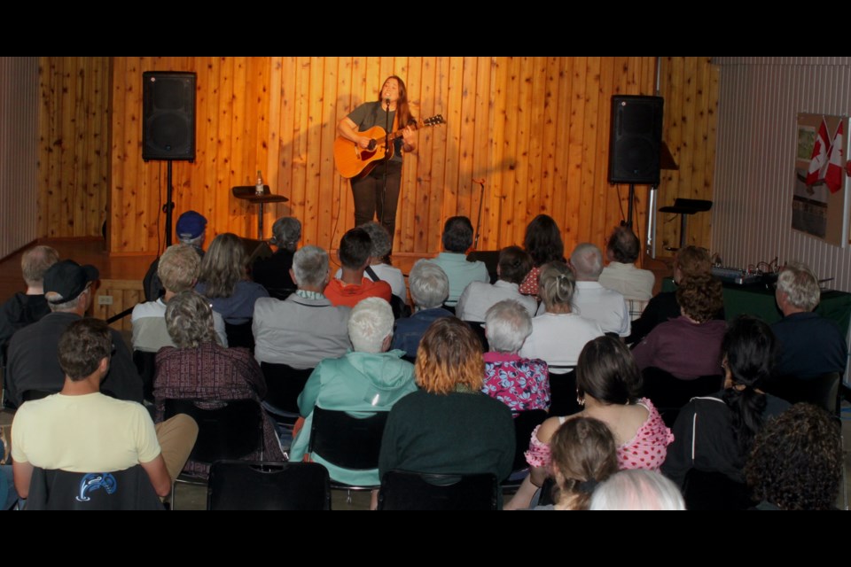 Calgary-based folk/rock musician Sonia Deleo brought her lively and upbeat acoustic sound to the stage of the Sir Winston Churchill Provincial Park campground ampitheatre on Saturday, July 13 for the Music in the Forest concert series. Chris McGarry photo. 