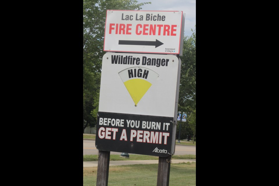 Currently, the fire danger risk for the Lac La Biche area is listed as High. on Wednesday, Lac La BIche County announced that it was moving from a fire ban to a fire restriction. These changes means that fire permits will be issued on a case-by-case basis, while safe outdoor fires for cooking or warmth are permitted in engineered fire pits only. Chris McGarry photo. 