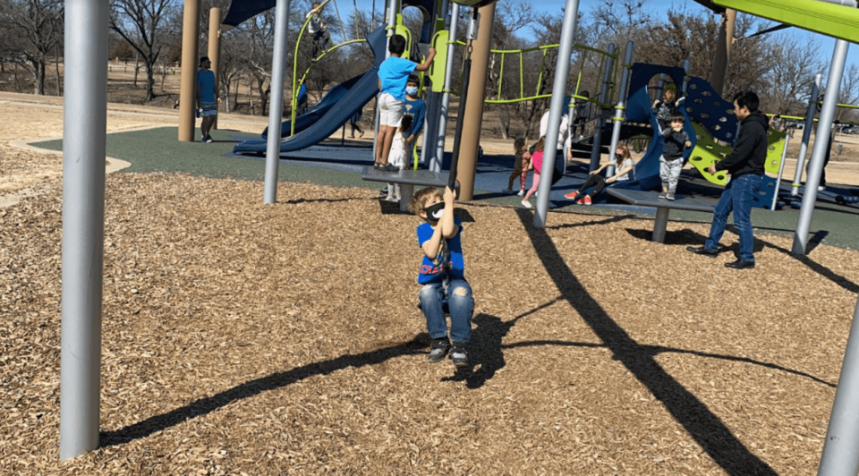 best playgrounds in little elm, zipline, little elm park, lakefront at little elm