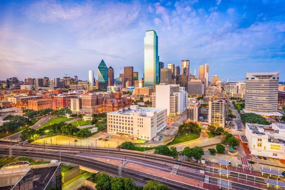 Dallas,,Texas,,Usa,Downtown,Skyline,At,Dusk.