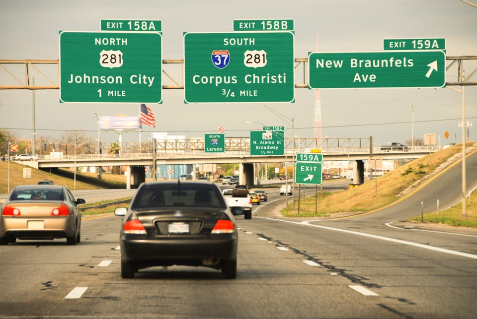 Driving,On,A,Texas,Interstate,In,Spring,,U.s.a.