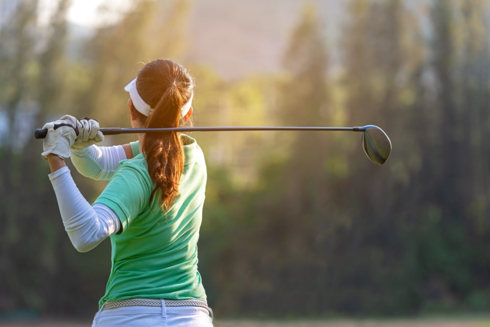 Sport,Healthy.,Asian,Woman,Golf,Player,Doing,Training,Golf,And