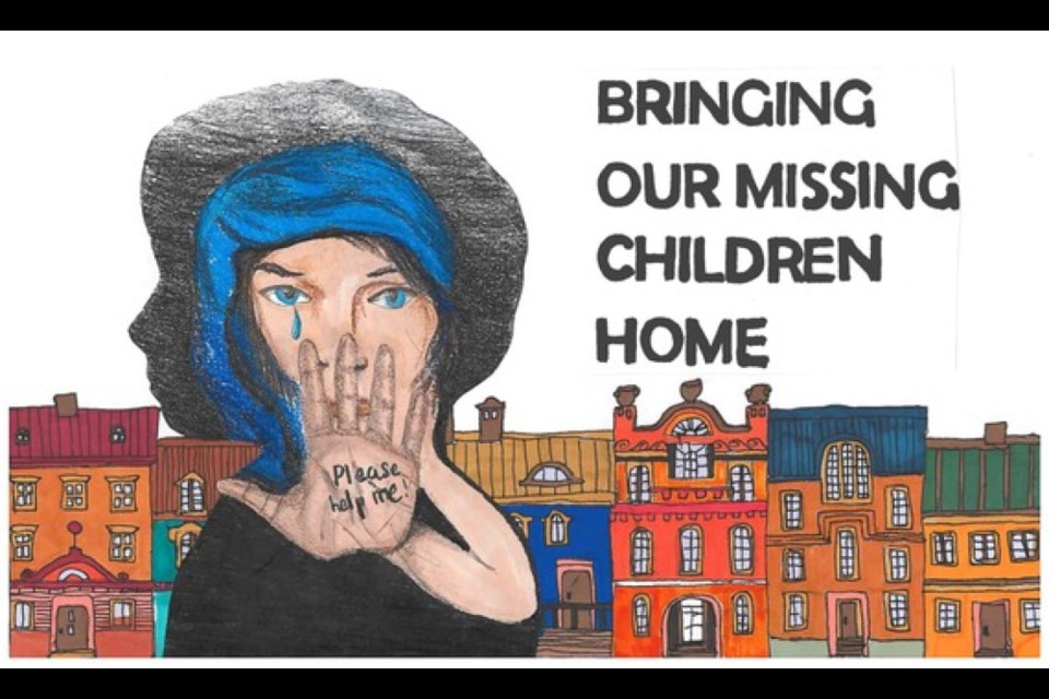 The 2024 first-place winner is Mason McCarthy from Global Village Academy in Douglas County. McCarthy's picture depicted a tearful child with her hand pressed forward and the words "Please help me!" written on her palm as she stood in front of a row of houses meant to represent a marker that home will always be there waiting for children to return to. 