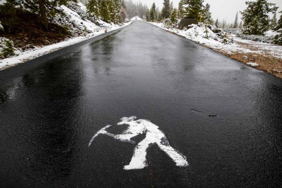 The depiction of a miner on Leadville’s Mineral Belt Trail, which partly follows former rail lines through the mountain town’s historic mining district.

Colorado Public Radio