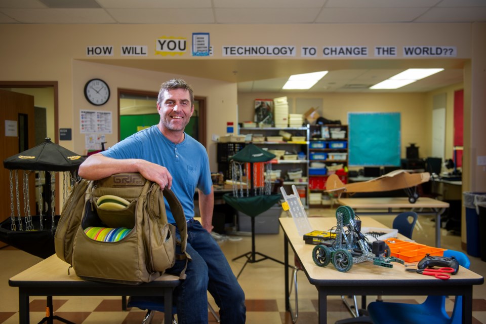 Trail Ridge Middle School technology teacher Jamie Rovere, a.k.a. Joe Rovere, poses for a portrait in his Longmont classroom at the end of the 2021 school year.