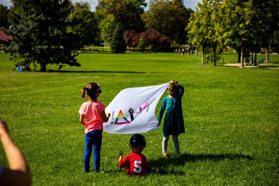 Locals gathered in Roosevelt Park October 2 to march for reproductive rights and protest the passing of a Texas abortion ban.