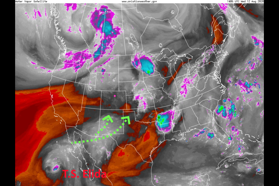 Figure 1: the water vapor satellite image from Wednesday morning