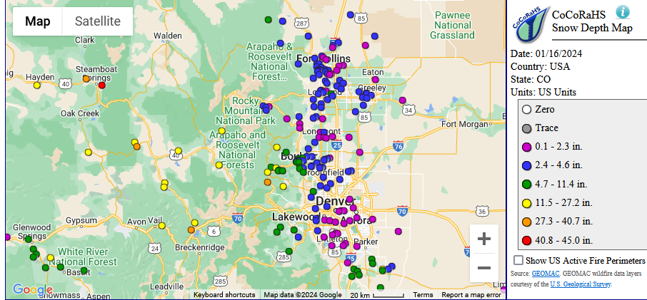 Figure 1 update: the CoCoRaHS snow totals map.