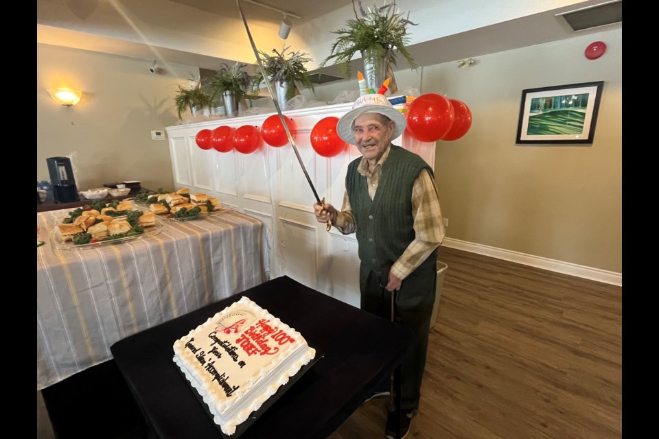 Josef Rabolt celebrated his 100th birthday with North Simcoe Bridge and Games Club friends on March 6th.