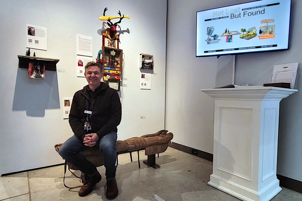 Sitting on an art piece called 'Padded Bench', Quest Art School and Gallery director Lawrence Sagar expressed excitement toward the new exhibit of 'Not Lost But Found', running between November through January at the Midland Cultural Centre.