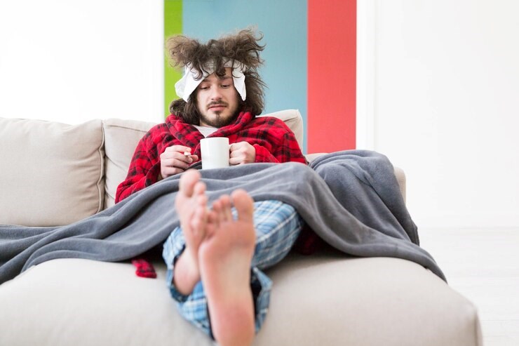 young-man-bathrobe-with-flu-fever-wrapped-holding-cup-healing-tea-while-sitting-sofa-home_530697-59139