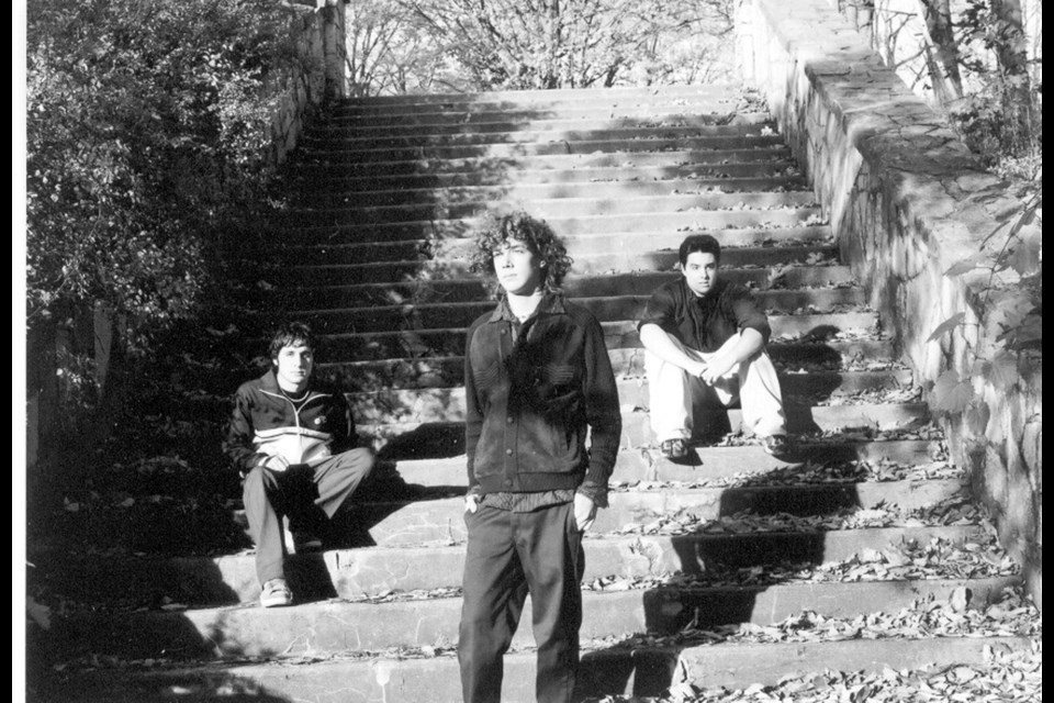 The Born Ruffians are pictured at Little Lake Park here in Midland shortly after the band formed in the early 2000s. Left to right: Steve Hamelin (drums), Luke Lalonde (guitar), and Mitch DeRosiers (bass).