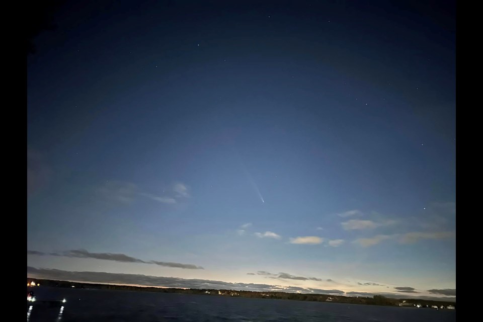 Comet C/2023 A3 as seen from the Albert St. dock in Victoria Harbour on Wednesday evening.