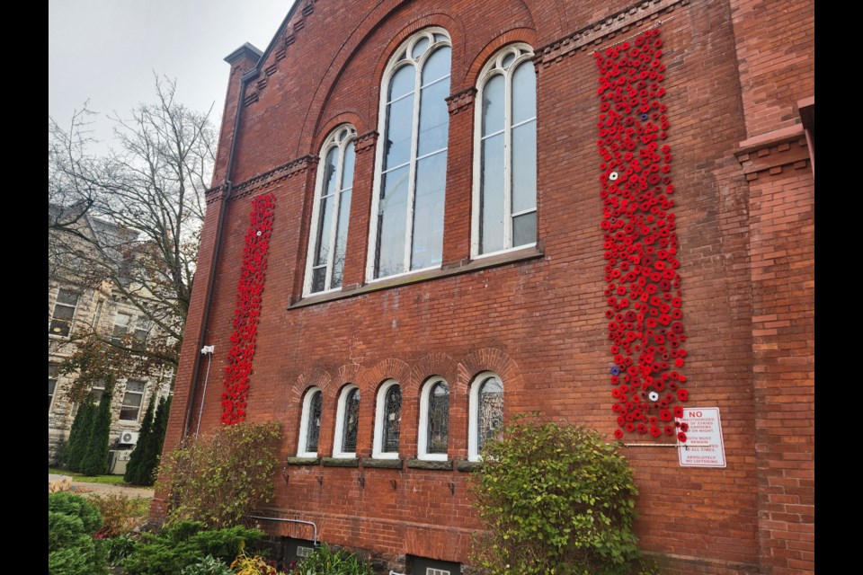 Colourful poppies adorn St. Paul's United Church.