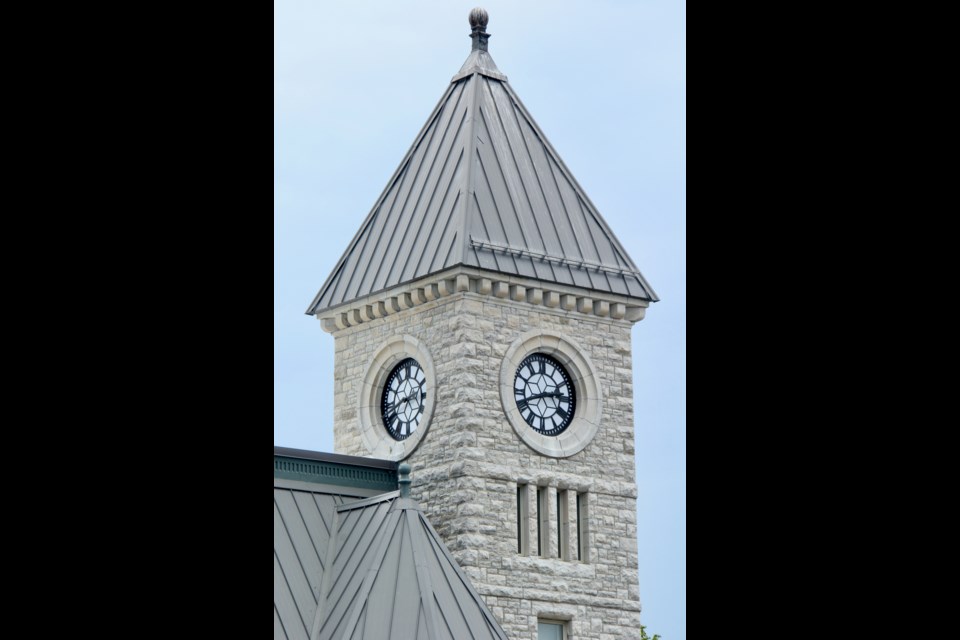 Each clock face at the Midland Public Library has 24 white glass panels. |Gisele Winton Sarvis/MidlandToday