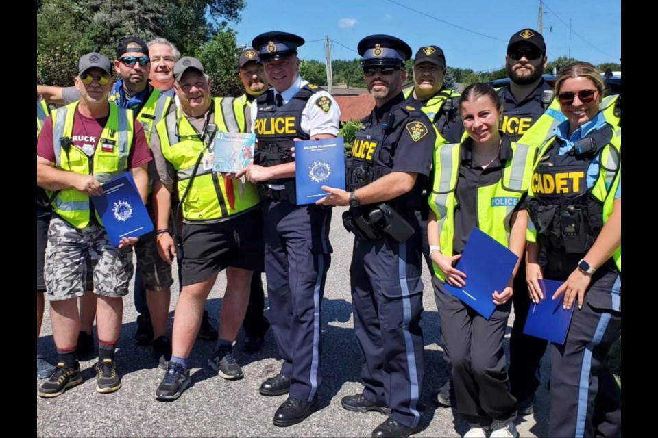 Huronia West OPP personnel are helping the pilgrims as they make their way along area roads to the Martyrs' Shrine in Midland.