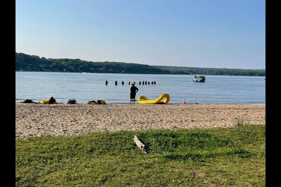 A search was mounted after a young swimmer went missing while swimming at Huronia Park in Penetanguishene on Sunday.