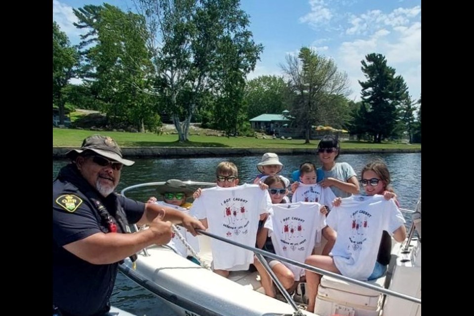 The vessel with young mariners as passengers onboard were checked by officers during their patrols. They were rewarded for wearing their lifejackets by being given a t-shirt.