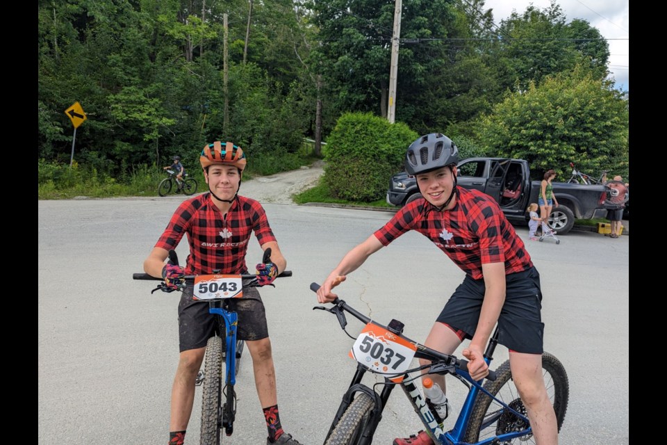 Midland's Farland Lamont, left, and Léo Chicoine, from Tiny, are in Canmore, Alberta this week competing in a series of races.