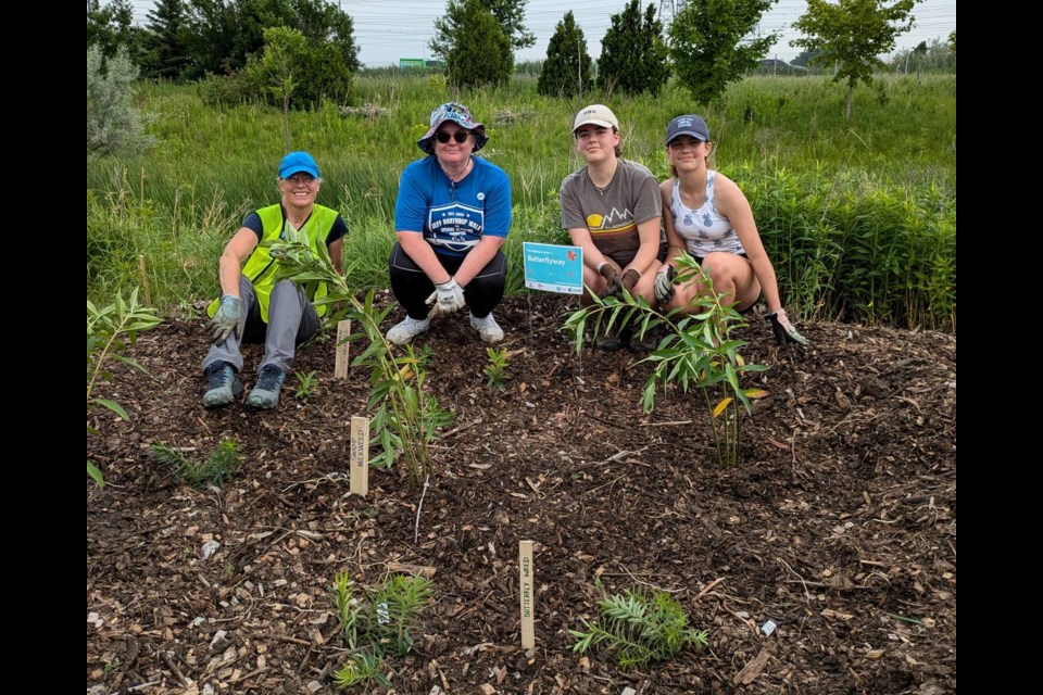 Members of Sustainable Milton pose with their Butterflyway stop.