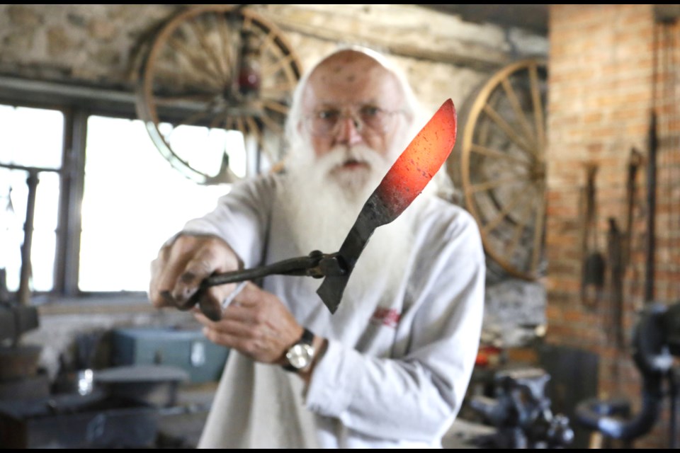 Don Thompson is among the blacksmiths that put on demonstrations at Waldie's.