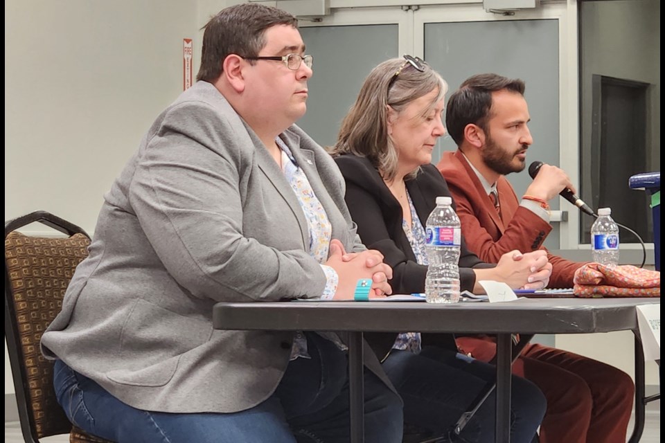 Kyle Hutton, Edie Strachan and Galen Naidoo Harris fielded questions at the Thursday night meeting at the Milton Sports Centre.