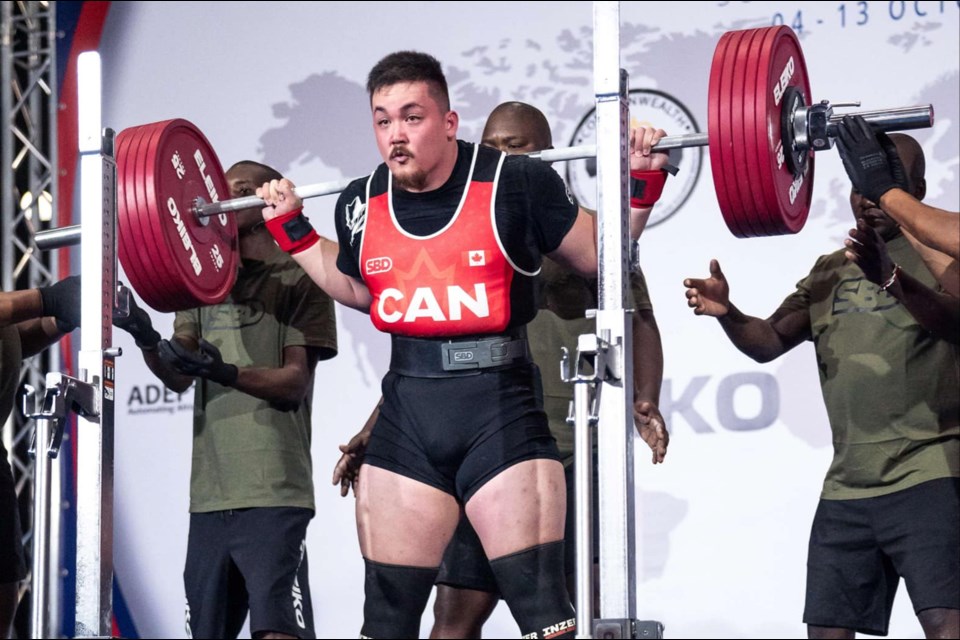 Ethan Akerman competes at the Commonwealth Power Lifting Federation Championships in South Africa.