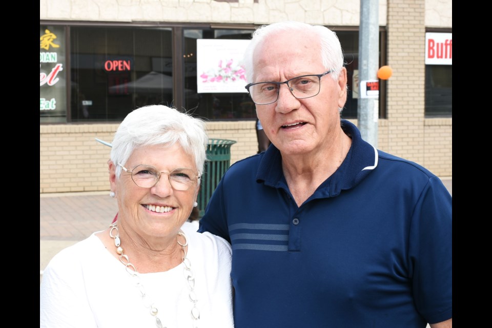 Maxine (left) and Doug (right) Holoien visited Moose Jaw's Sidewalk Days from Melfort, Sask.
