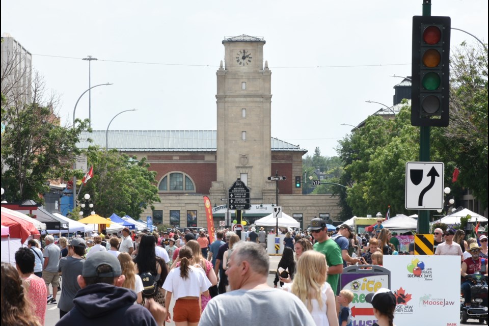 A view of downtown Moose Jaw during Sidewalk Days 2024.