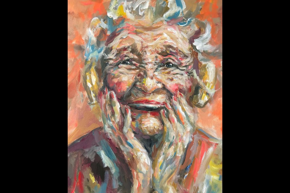 Joyous expression, part of a series Zoerb is creating for a Moose Jaw Cultural Centre show in March, 2024