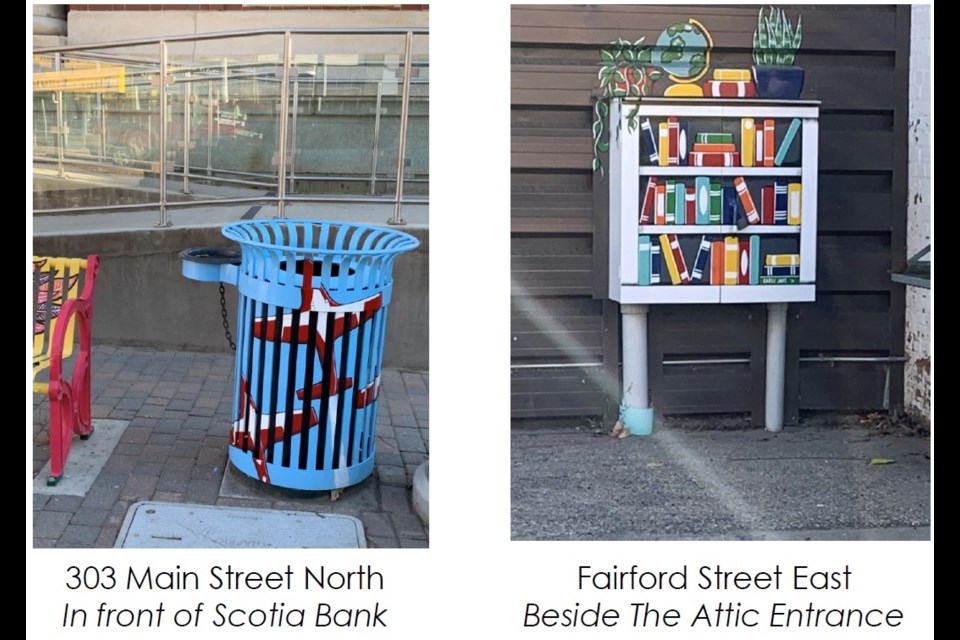 An example of artwork painted onto downtown infrastructure pieces. Photos courtesy city hall