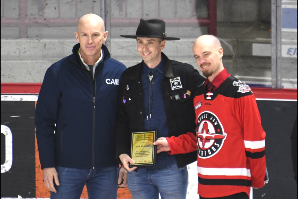 Jared Mathieson (centre) was named the Moose Jaw & District Chamber of Commerce’s Citizen of the Year on Feb. 4.