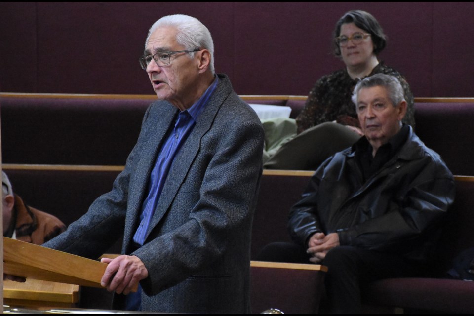 Dave Pelletier, vice-president of the Moose Jaw and District Seniors Association, speaks to council, with president Earl Bernard listening at right. Photo by Jason G. Antonio