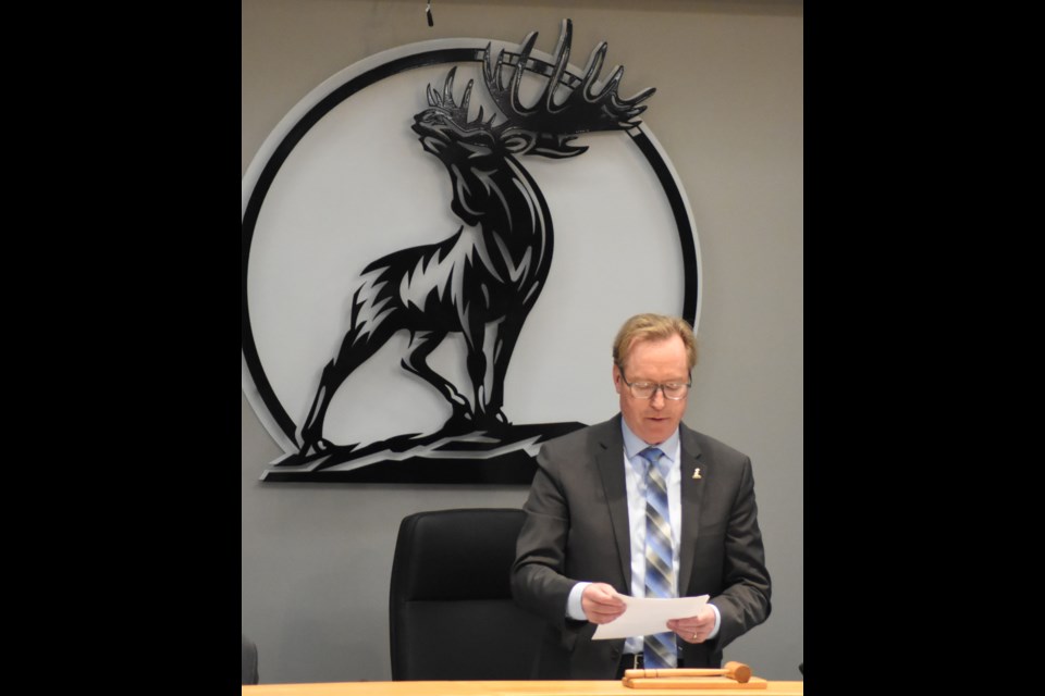 Mayor James Murdock gives his 2025 New Year's address during the first council meeting in January. Photo by Jason G. Antonio