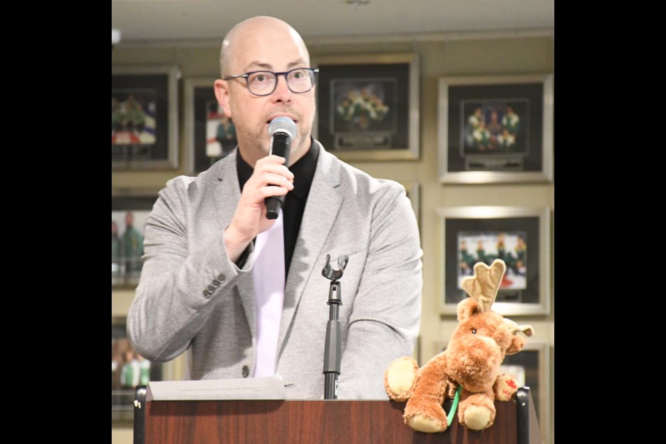 Craig Hemingway, acting director of strategic growth, acts as the luncheon MC. Photo by Jason G. Antonio
