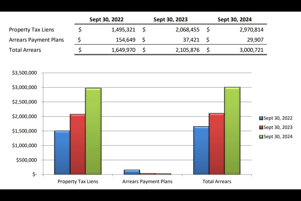 Tax arrears as of Q3 2024. Photo courtesy city hall