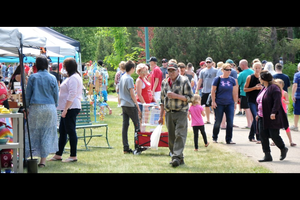 Patrons of the farmer’s market in Crescent Park during Canada Day 2018 give an idea of how busy things were last year.