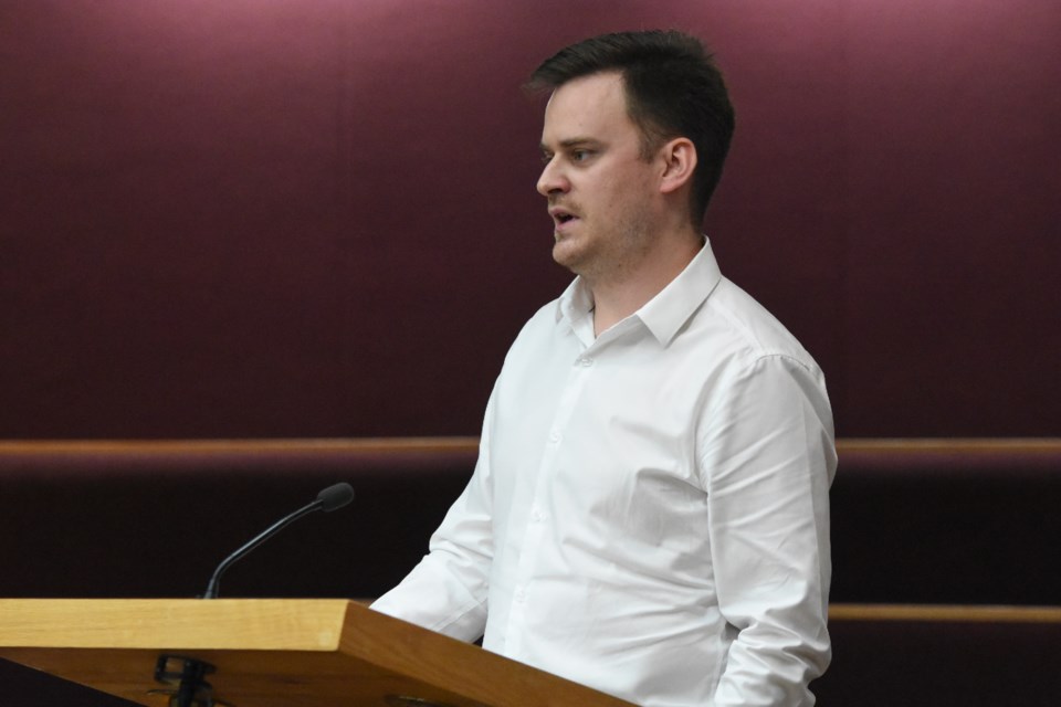 Derik Cronan, executive director of the Moose Jaw Cultural Centre, speaks to city council during its executive committee meeting on June 10. Photo by Jaosn G. Antonio 