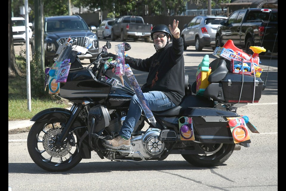 Riders make their way to the Salvation Army citadel during the 2024 Toy Run.