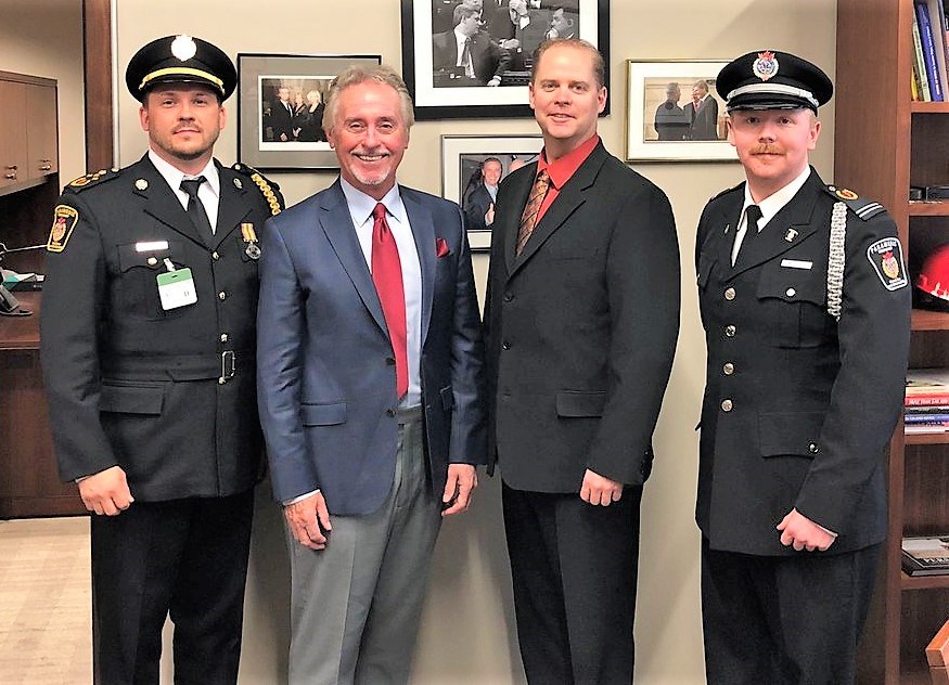 Moose Jaw and District EMS Chief Kyle Sereda, left, met with MP Tom Lukiwski along with Andrew Williamson from the Saskatchewan Emergency Medical Services Association and Corey McNeice from Moose Jaw and District EMS in Ottawa this week.