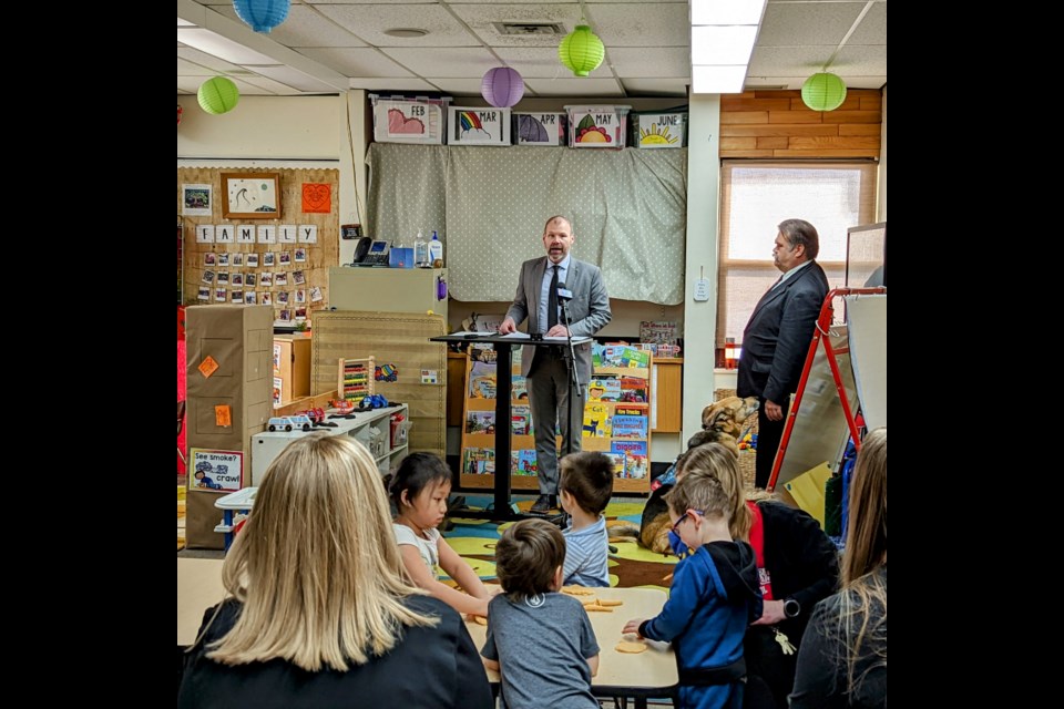 Education Minister Dustin Duncan announces the expansion of the province's Early Learning Intensive Support program