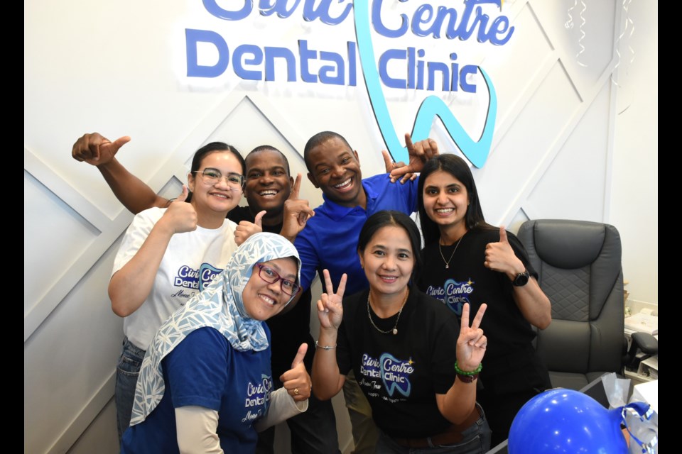 Back row, from left to right: Juliana Gerapusco, Dr. Sesan Banjo, and Dr. Jomi Banjo. Front row, from left to right: Janice Canilog, Czarina Marquez, and Janki Patel.