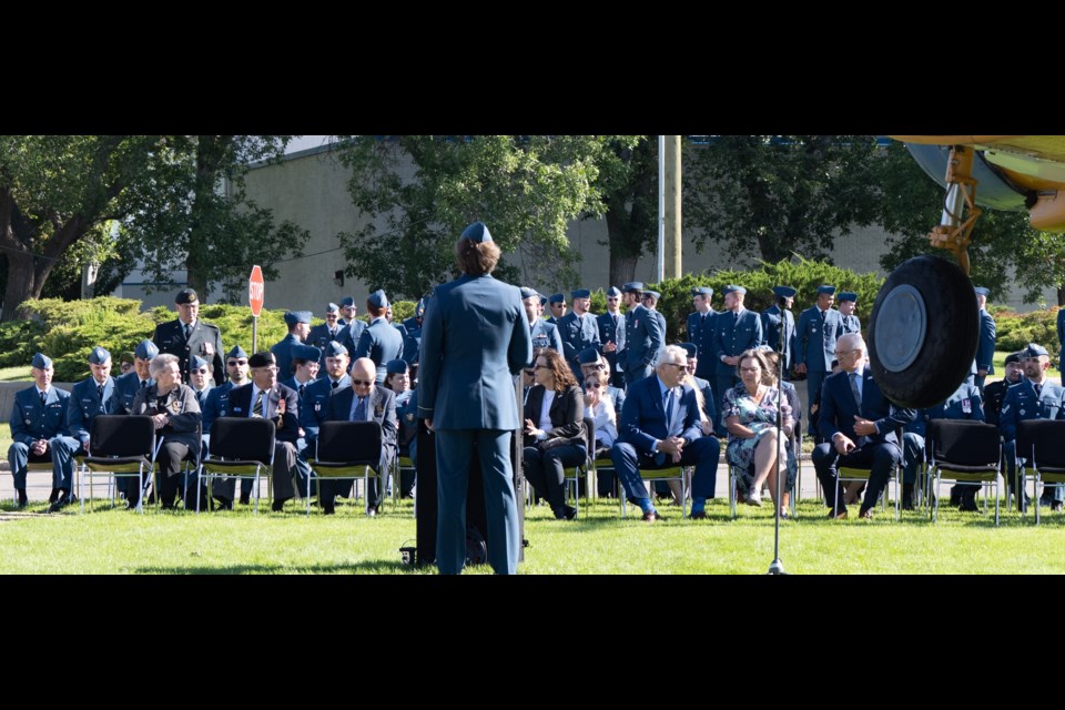 Members of 15 Wing Gather for a ceremony in recognition of the Battle of Britain, held on 15 Sept. Photo courtesy 15 Wing Imaging