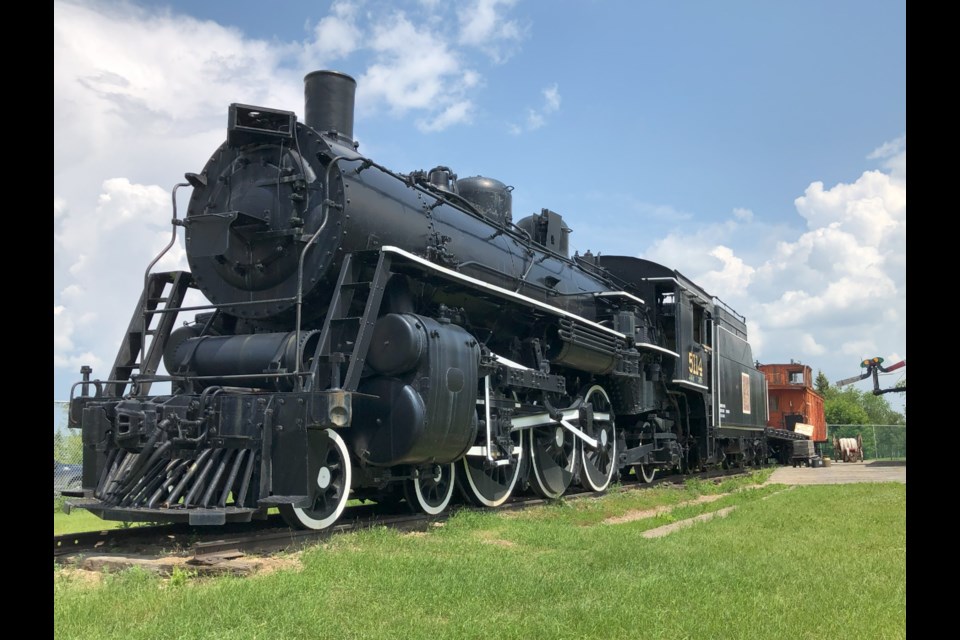 A 1919-era steam locomotive sits in Melville Regional Park. Photo by Jason G. Antonio